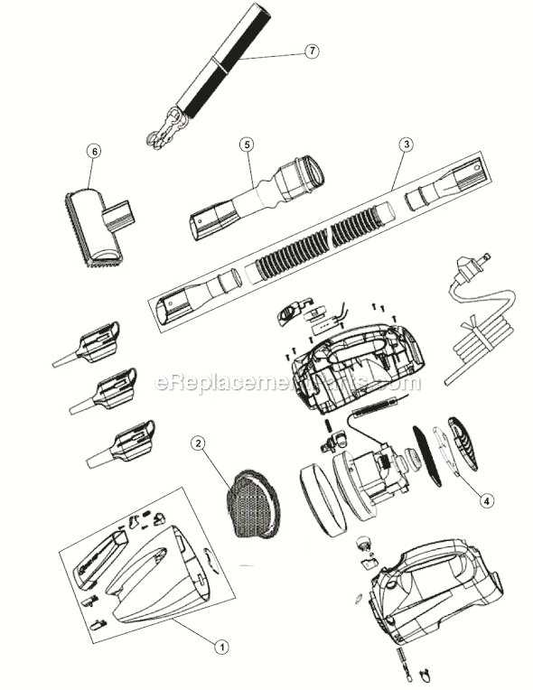 Page A Diagram and Parts List for M0871X  Dirt Devil Hand Vacuum
